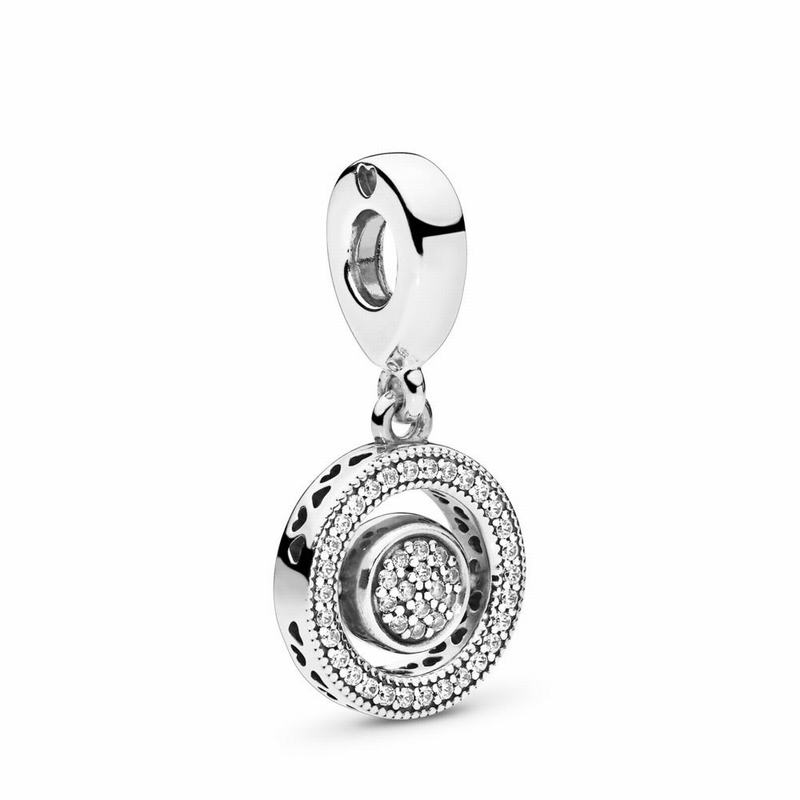 Pandora Spinning Signature Dangle Charm Ireland - Sterling Silver/Cubic Zirconia - 531296UCN